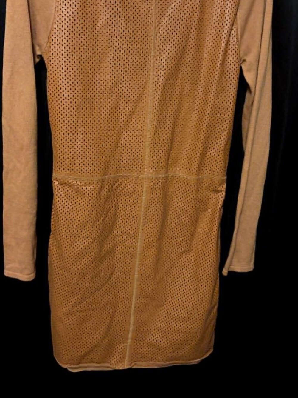 neiman marcus leather sweater dress small gold - Picture 2 of 2